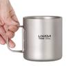 Lixada 550ml Titanový hrnek s dvojitou stěnou na vodu, čaj, kávu pro domov, kancelář, kempování v přírodě