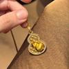 Vintage diamonds inlaid elegant hollow out gourd pendant necklace Chinese style brushed sweater chain banquet jewelry gift