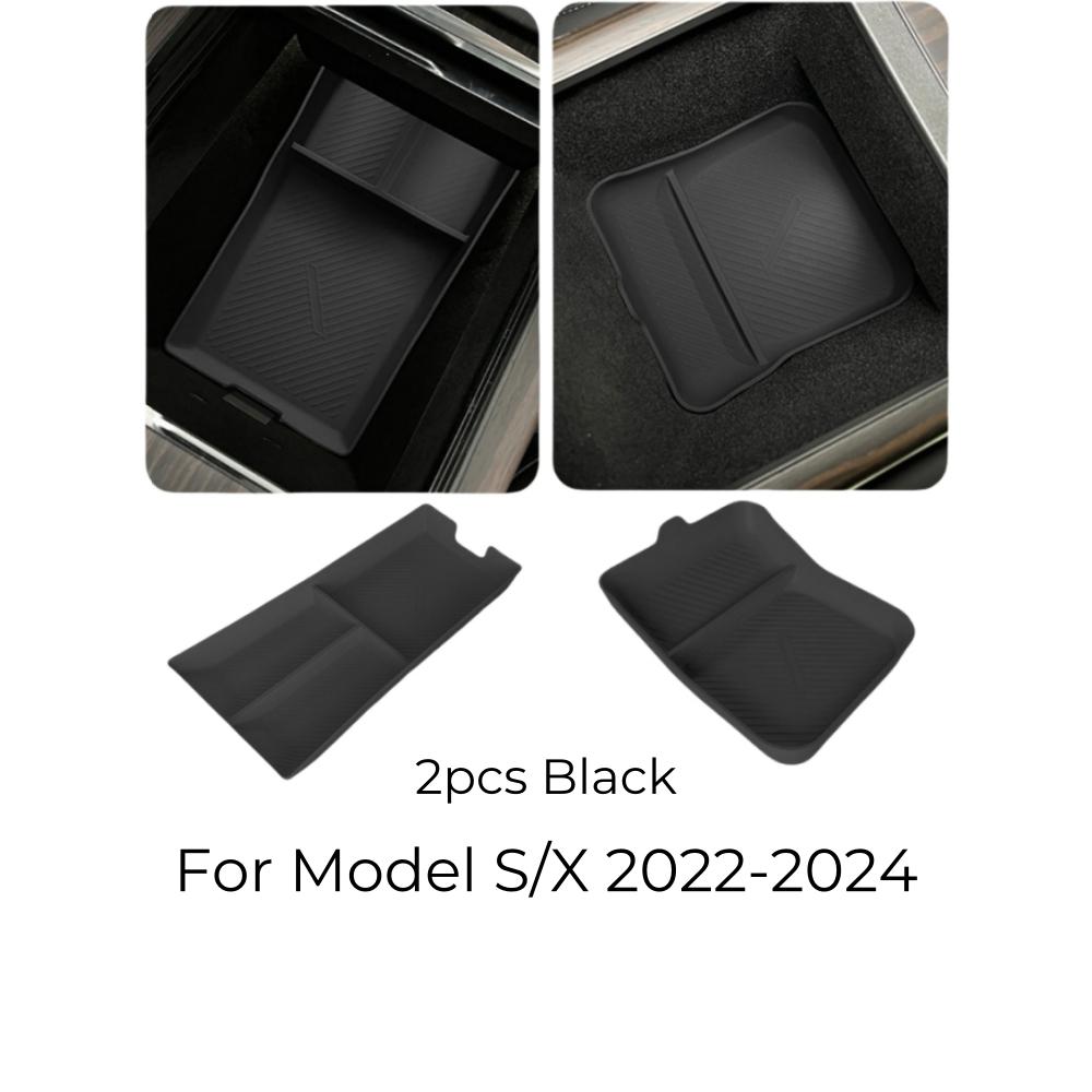 For Model S X 2025 2025 2025 Center Console Lower Tray Armrest Box Underlay Back Row Seats Storage Tank Pad Storage Box Pad