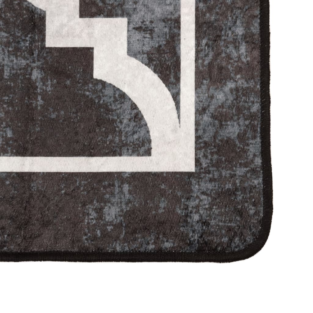 Washable Rug Black and White 80x150 cm