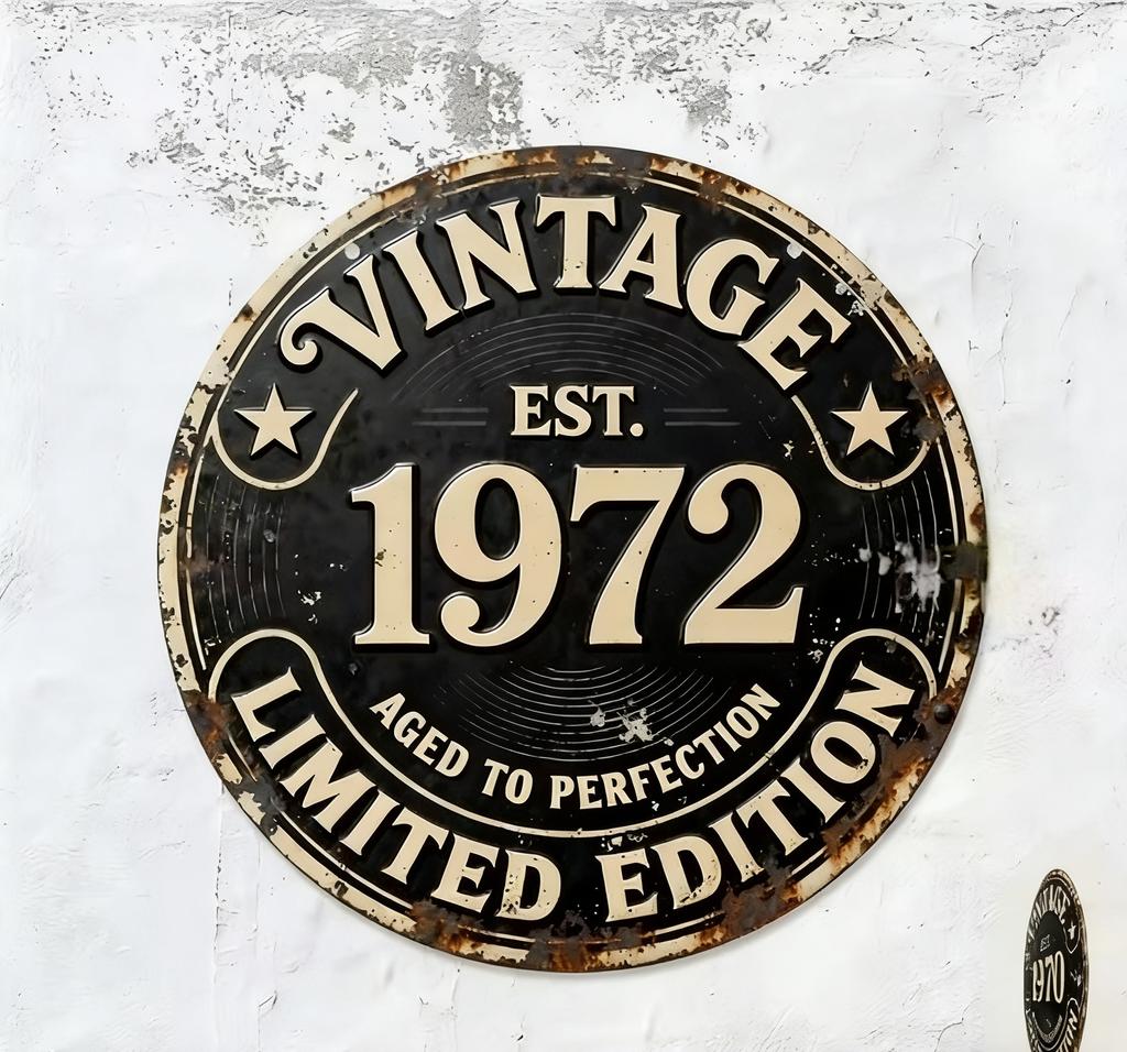 Vintage Limited Edition Round Metal Sign Retro Aged to Perfection Wall Decor for Bar Cafe Home