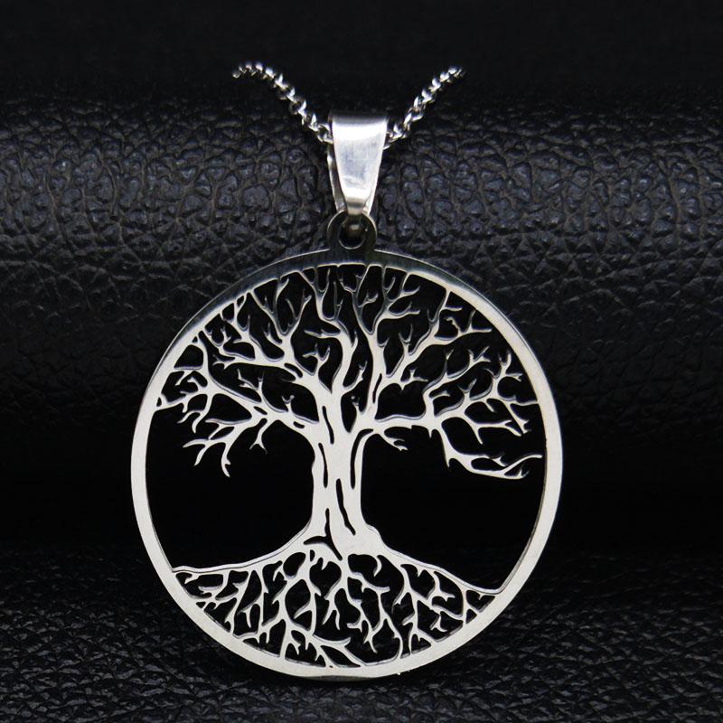

Aesthetic Tree of Life Chain Necklace for Women Men Stainless Steel Silver Color Amulet Gift Jewelry arbol de la vida N42S01