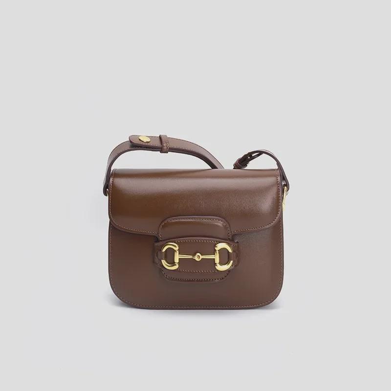 

Women s Genuine Leather Crossbody Saddle Bag - Niche Design, High-End Simple Shoulder Bag Large: 22cm*17cm*6.5cm