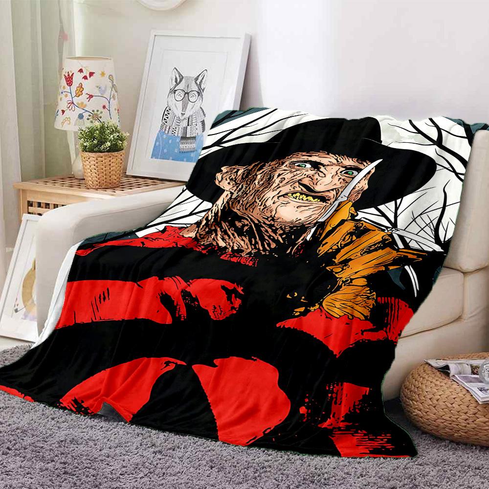 1pc A Nightmare On Elm Street Flannel Throw Blanket - HD Printed Lightweight Soft Warm All-Season Blanket for Sofa, Bed, Travel, Camping 070