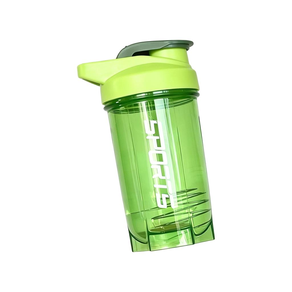 500ML Portable Sports Shaker Bottle with Measurement Scale and Handle Leak Proof Protein Blender Cup for Gym Fitness Outdoor Use