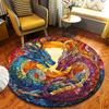 Double Dragon Colorful Style Flannel-printed Round Floor Mats Are Slip-resistant Suitable for Living Room Terrace Garden Carpets