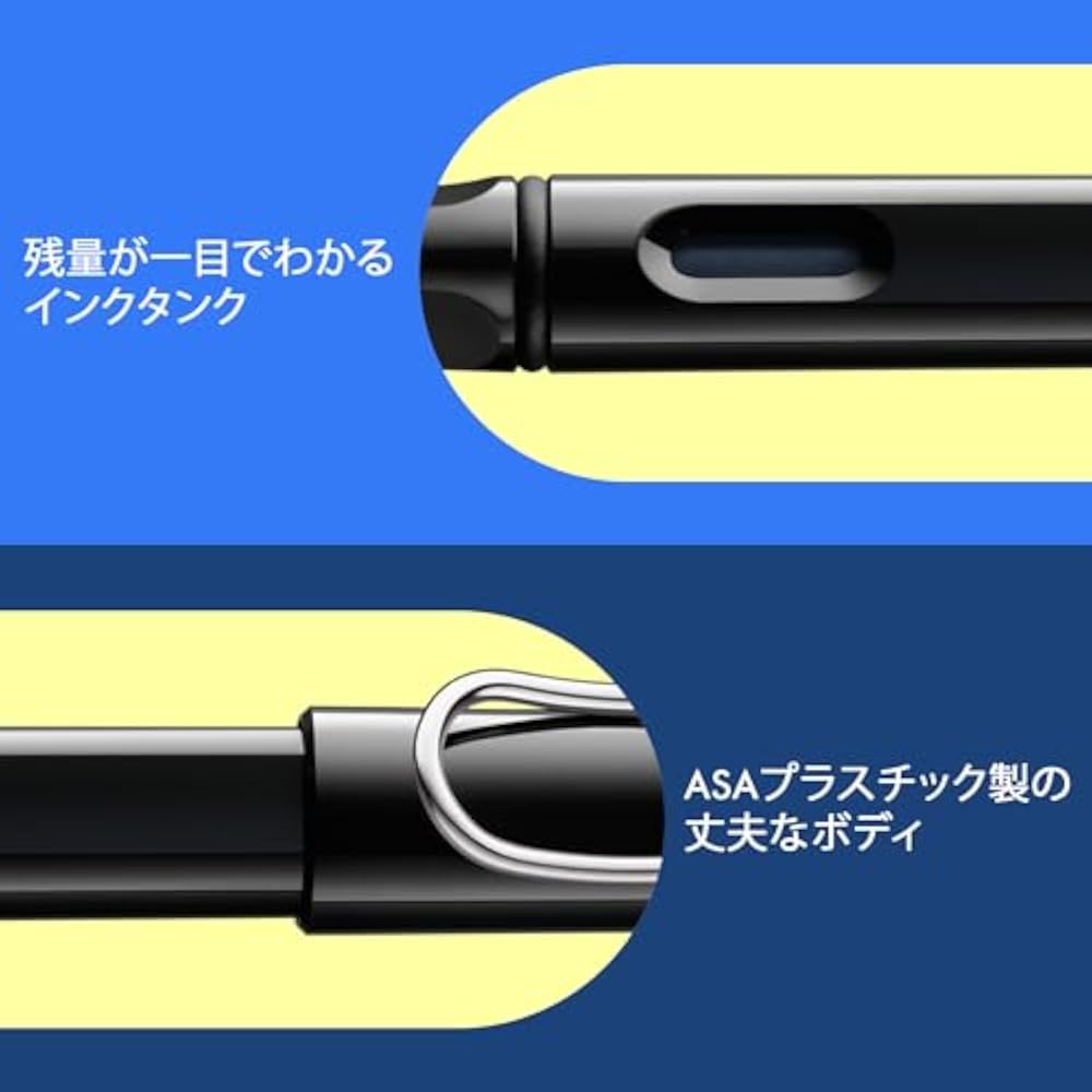 LAMY (Ramy) Safari Shiny Black Fountain Pen Black - Ergonomic Grip and Polished Steel Tip Size M ...