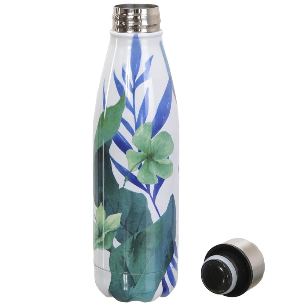 Les Trésors De Lily [A1721] - Blue 'Floral' Design Insulated Bottle - 25x6 Cm (500 Ml)