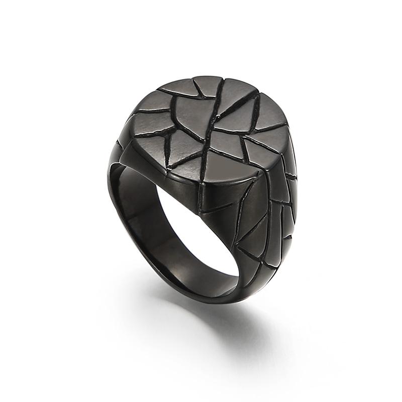 20mm Round Texture Trend Nordic Style Men's Stainless Steel Ring Stone Patterned Party Accessories Chunky Anillos Jewelry