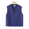 2026 Spring Korean V-neck Cable Knit Vest: Women's Plus Size Sleeveless College Style Layering Tank Top Shrug