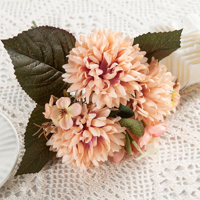 

1/3pcs Artificial Flowers Bulbous Chrysanthemum Hydrangea Eucalyptus Leaves Silk Festival Wedding Bouquets Home Room Decorations 1PC