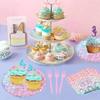 Mermaid Party Supplies Set with Plates Napkins Tablecloth Banner and Cupcake Toppers Perfect for Birthday Party Decorations