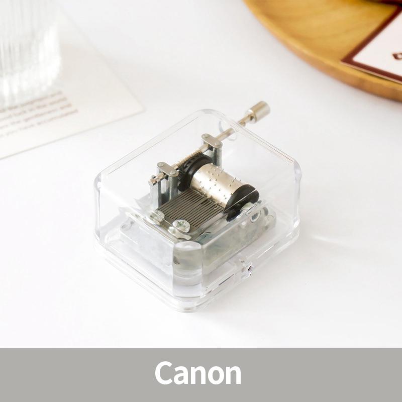 1pc Mini Creative Acrylic Music Box Hand Windup Metal Movement Octave Box Transparent Birthday Valentine's Day New Year Gift