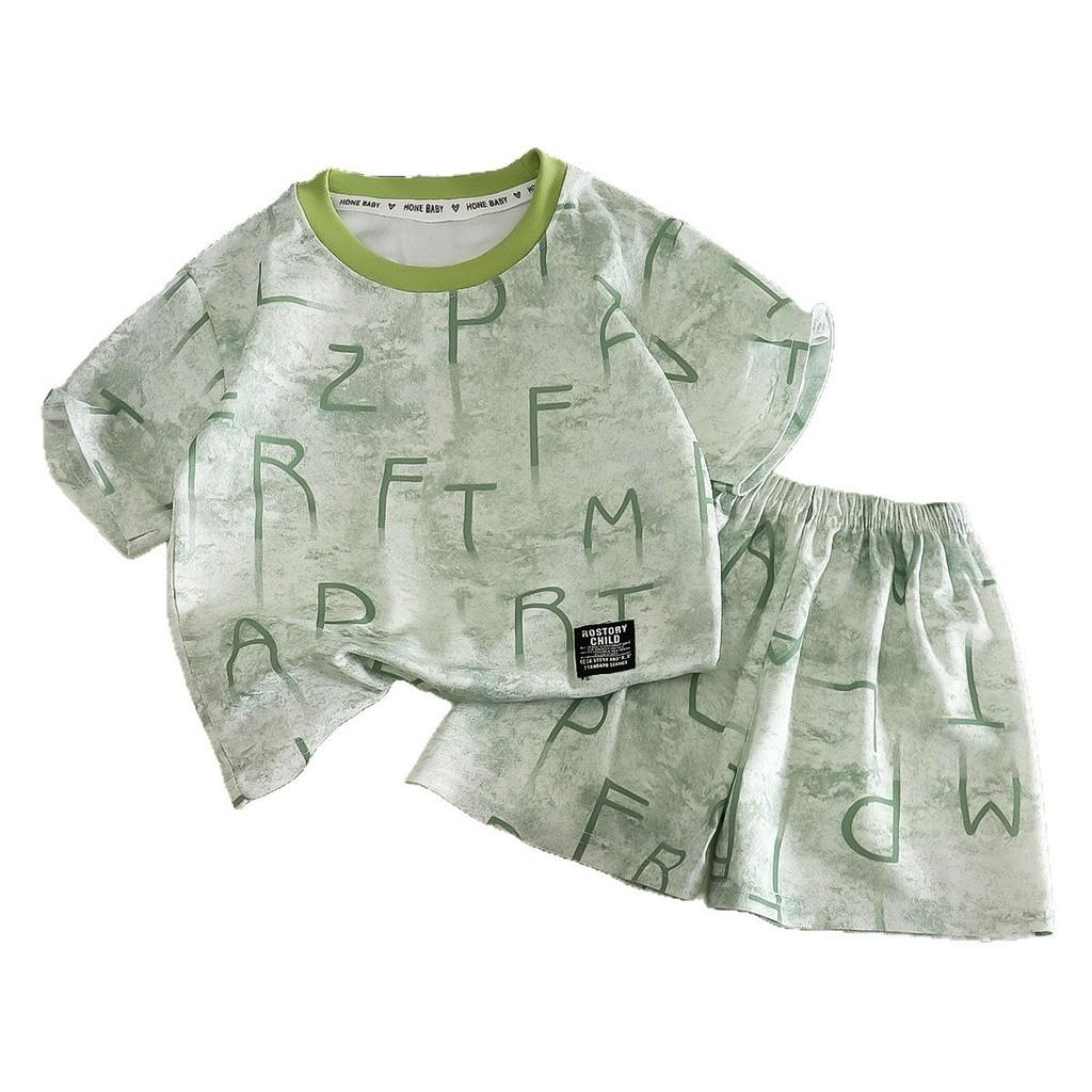 Baby Boy Summer Cotton Letter Print Short Sleeve Twopiece Set For Toddler Kids
