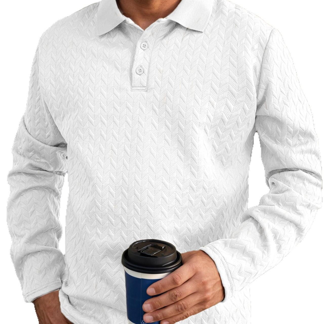 

Мужская модная повседневная футболка с длинным рукавом на весну/осень 2025 года с рыхлым ребристым воротником, мужская повседневная спортивная рубашка поло M