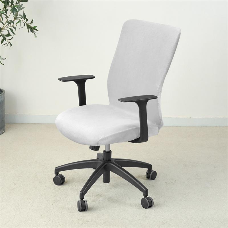 Velvet Office Chair Cover Solid Color Removable Armchair Slipcover Dust-proof Rotating Gaming Desk Seat for Competer Room Hotel