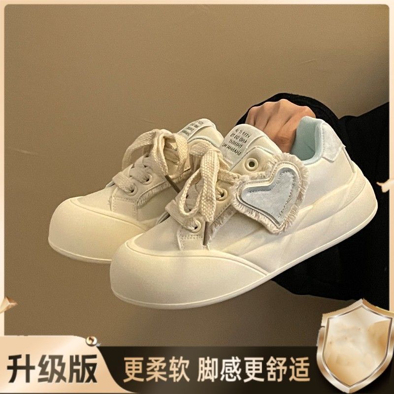 Niche Original Sports Shoes Women's Retro Little White Shoes Trendy Thick-soled Big-headed Hanhan Bread Shoes Muffin Baseplate Shoes