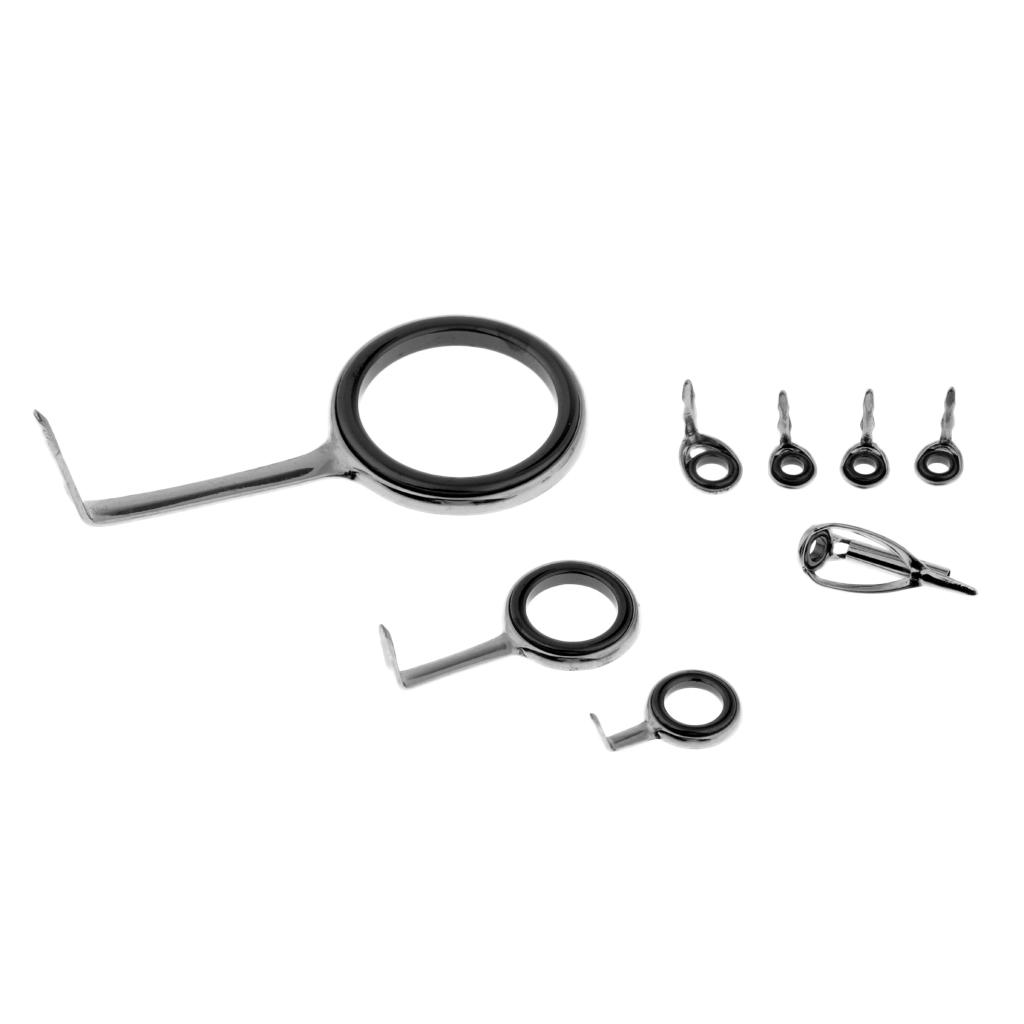 8 pcs Fishing Rod Guides Eyes Telescopic Surf Casting Rod Guides s Tip Tops Repair Kit Fishing Tools