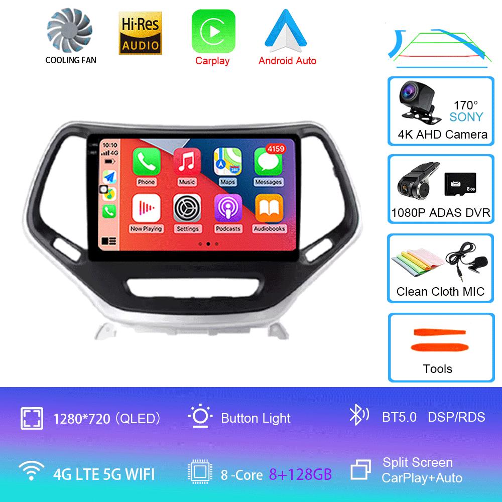 For Jeep Cherokee 5 KL 2014 -2018 Android 14 Car Radio Stereo Multimedia Navigation GPS Wireless Carplay Auto Video Player WIFI