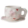 Korean ins style, hand-painted flower handmade ceramic coffee cup, ceramic milk coffee cup and saucer set
