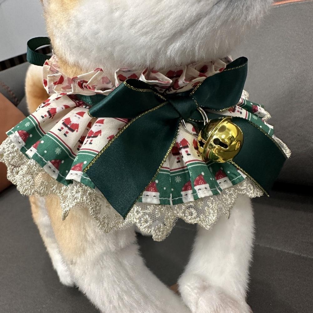 

Рождественские нагрудники для кошек и собак, кружевной шарф для домашних животных L красный/зелёный