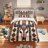 2/3Pcs Boho Bull Skull Print Duvet Cover Set (1 Duvet Cover & 1/2 Pillowcase) Tribal Western Bedding Set Bedroom Decor