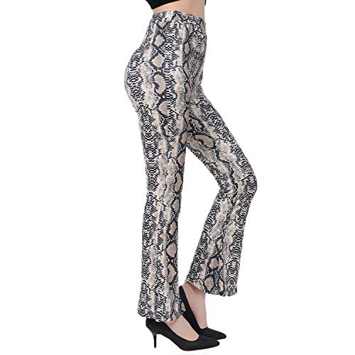 Donalee Women's Stretch Flared Bootcut Python Print Long Pants (Python, Size M)