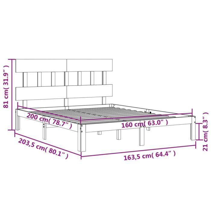 VidaXL Bed Frame with Headboard White 160x200 Cm Solid Wood 3193607