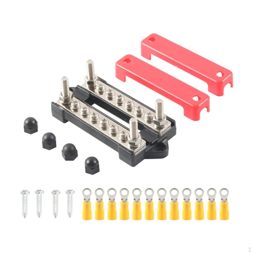 6 Way Power Distribution Block 150A with Cover Marine Bus Bar Battery Busbar for ATV Boat UTV Car