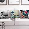 Große Welle von Kanagawa Kissenbezug Kissenbezug Dekoration Zimmer Zuhause Sofa Wohnen Büro Auto Nordische Schlichtheit