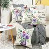 New Lavender Pillow Purple Spring and Summer Print Car Pillow Bedside Cushion Linen Pillow
