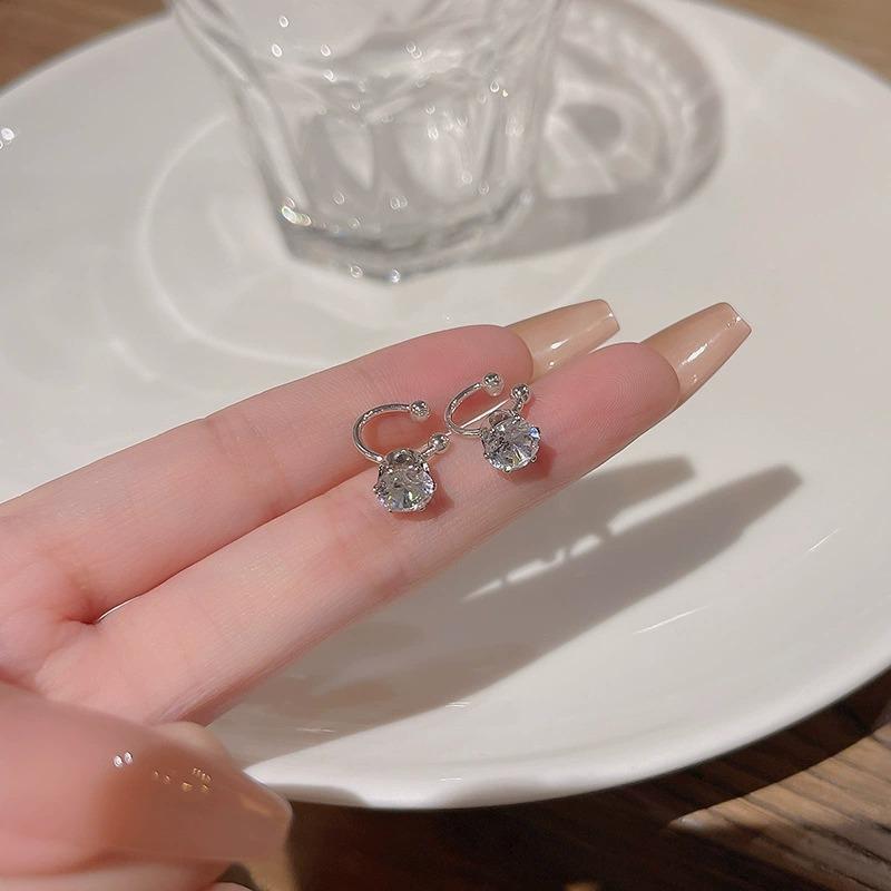 1Pair Elegant Shiny Zircon Clip Earrings Adjustable Non Piercing Ear Clips For Women Daily Wear Party Jewelry Gift Trendy