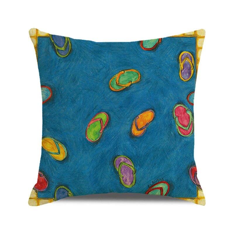 45x45 Cm Starfish Beach Chair Sailboat Slippers Print Pillowcase Upholstery Pillowcase Nautical Style Cushion Cover