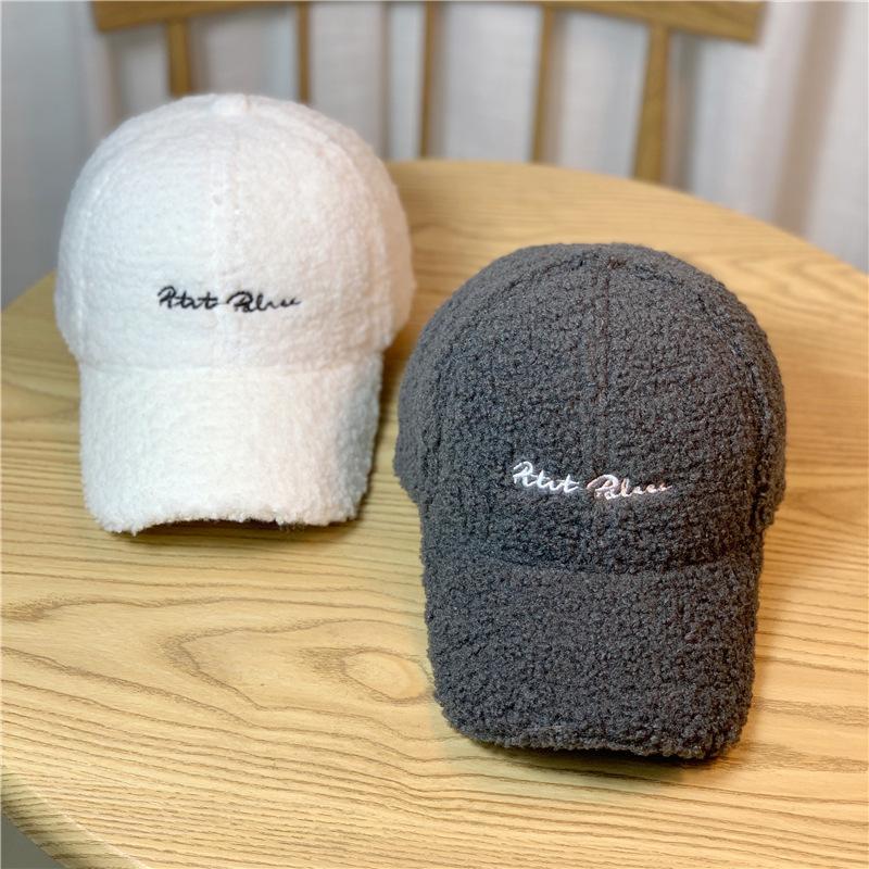 Lamb Wool Hat for Women In Autumn and Winter All Match Fashionable Plush Peaked Hat Winter Lamb Wool Baseball Cap Winter Korean Style Trend