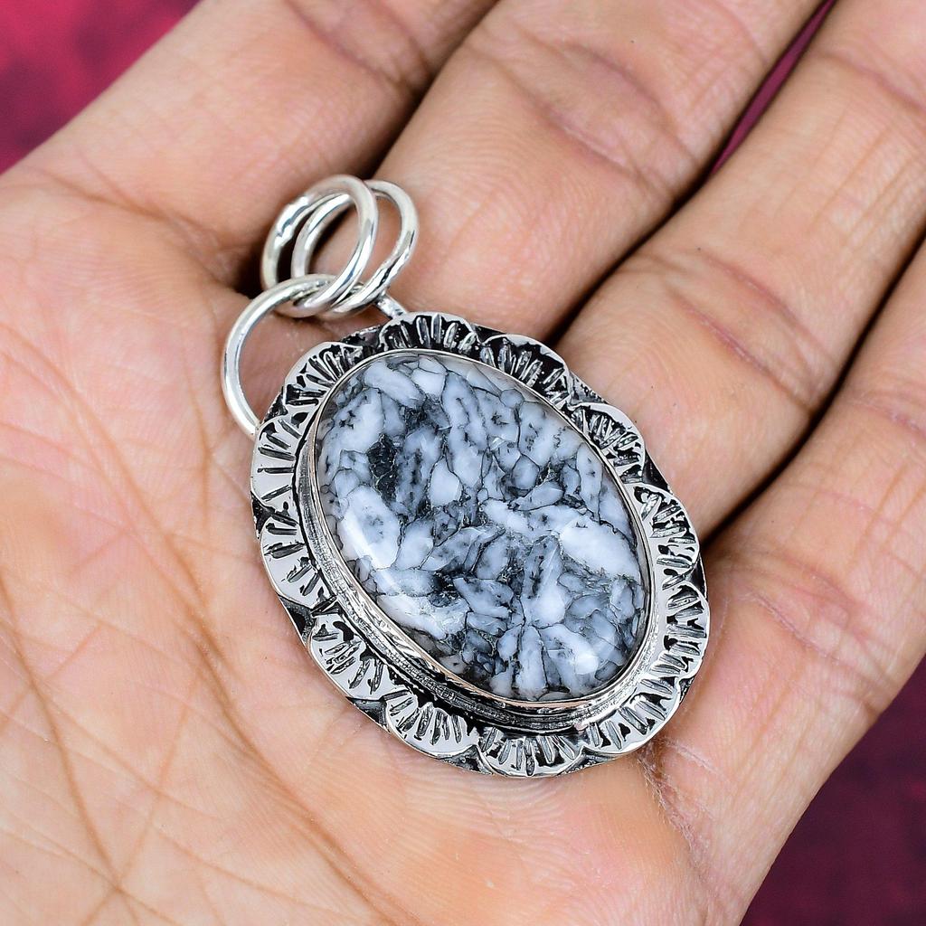 Pinolith Pendant Gemstone Jewelry, 925 Solid Sterling Silver Pendant, Gift For Women Handmade Pendant