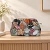 Slim Profile Sequined Woven Pouch Bag Lightweight Embroidered Floral Handbag