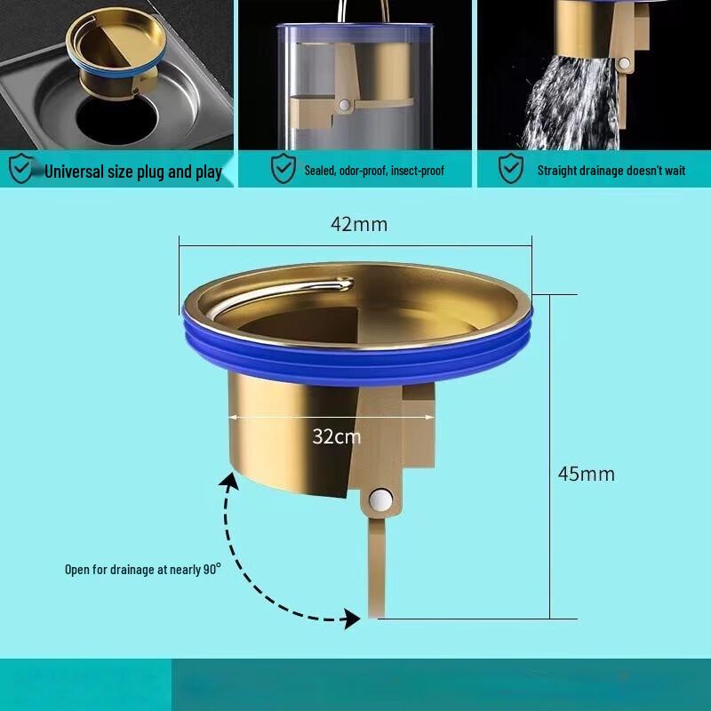 CHENDU Stainless Steel Floor Drain with Brass Core (2-Pack)