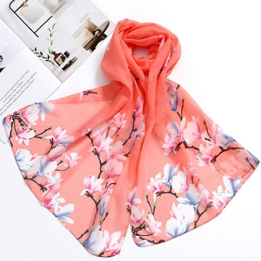 Soft Floral Printed Hijab Thin Beach Shawl Fashion Chiffon Scarf