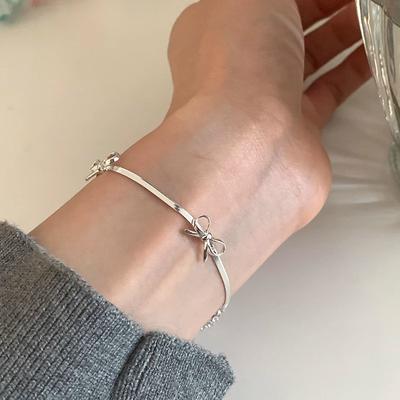 925 Silver Bow Bracelet Blade Chain Ins Special-Interest Design Fairy