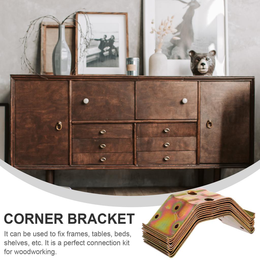 10pcs Corner Bracket Iron Fixing Brace Corrosion Resistant Sturdy Connector For Furniture Table Bed Shelf Woodworking Repair