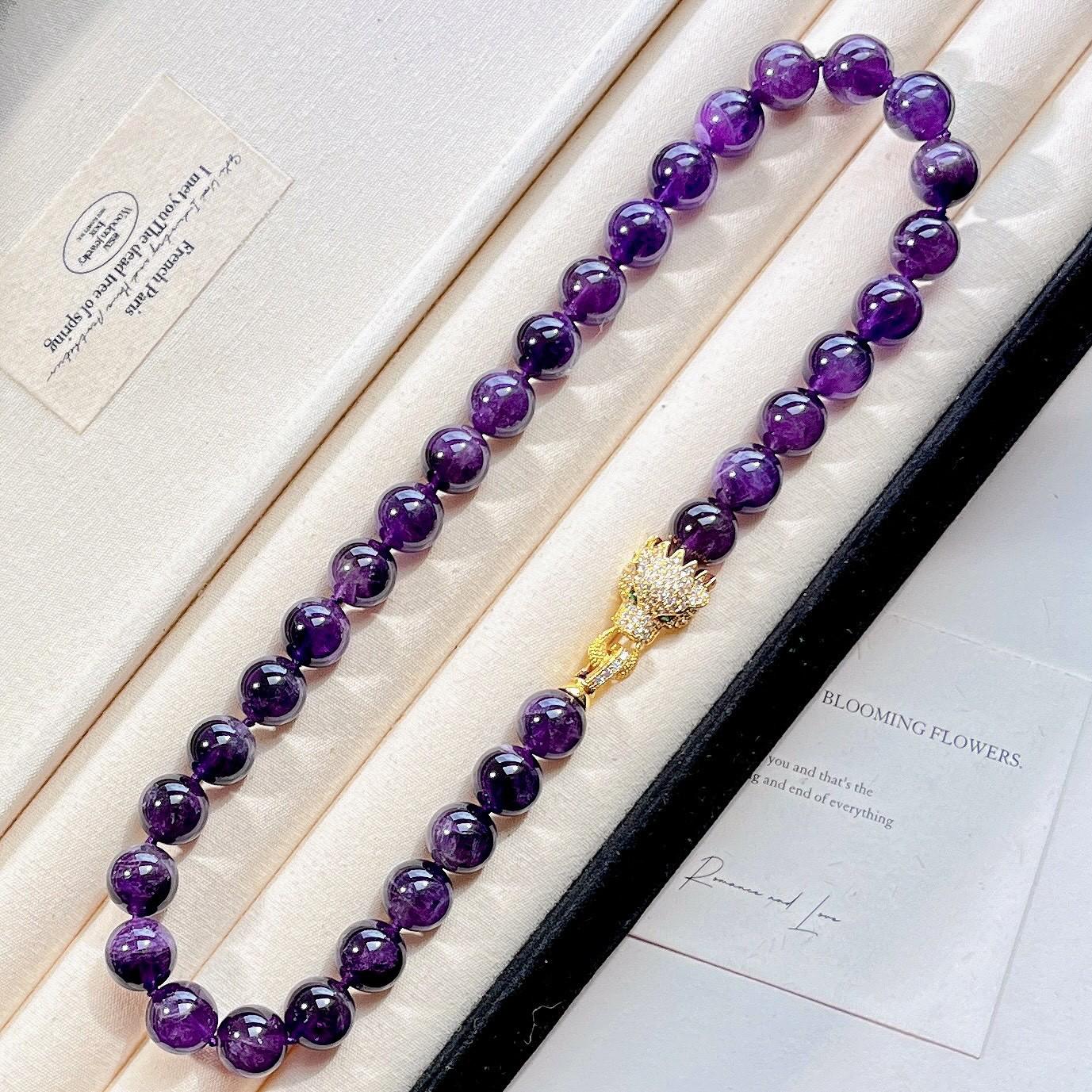 

12Mm Noble Grape Purple Natural Amethyst Necklace Clavicle Chain