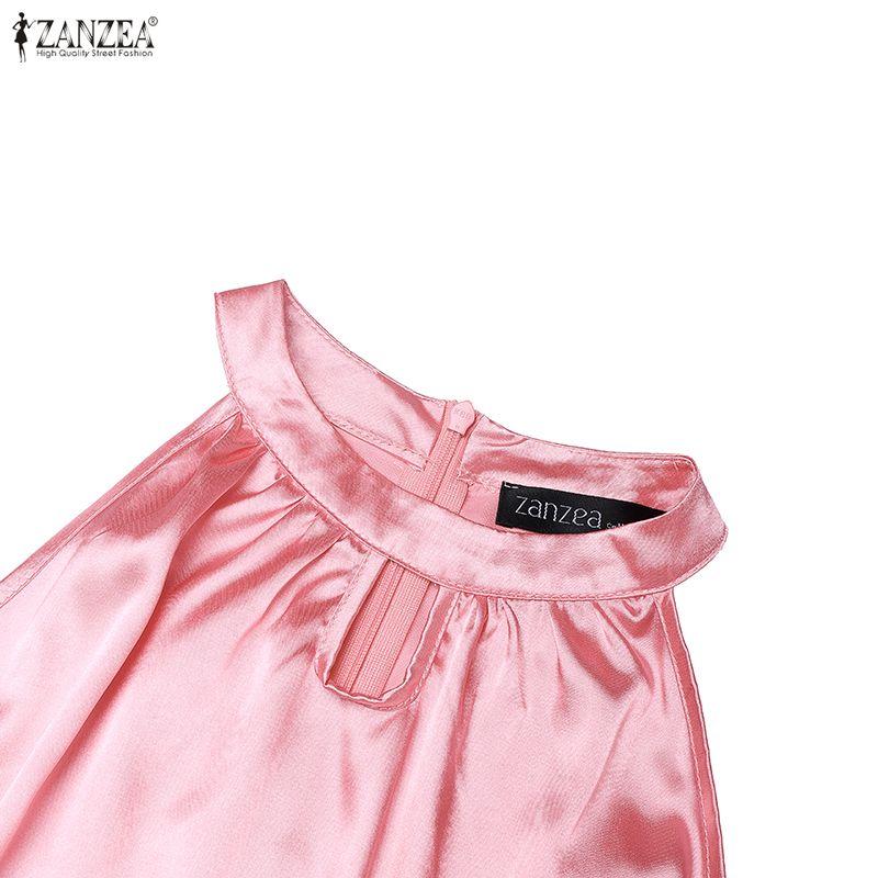 ZANZEA Women Casual Off Shoulder Elegant Sleeveless Long Dress