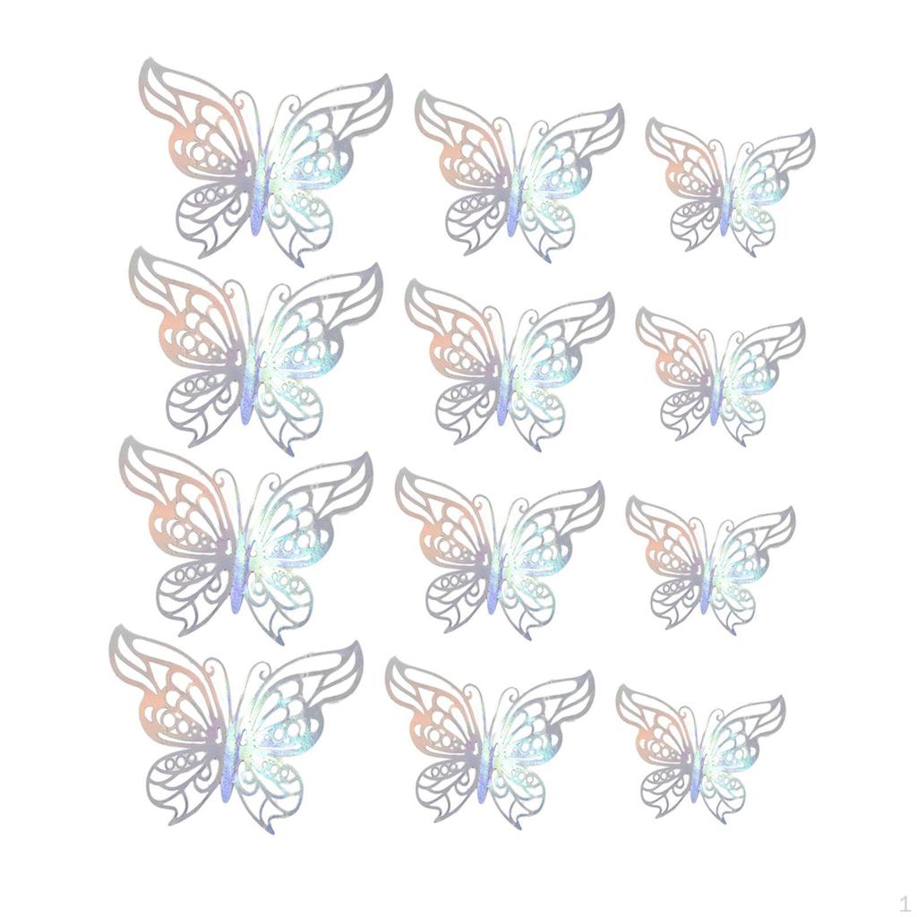 12 Count 3D Hollow Butterfly Wall Stickers for Event Decoration in Multiple Sizes