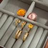 Salircon 7Pcs/Set Y2K Bohemia Inlaid Acrylic Resin Open Rings Women Fashion Gold Color Stackable Ring Party Jewelry 2026 New