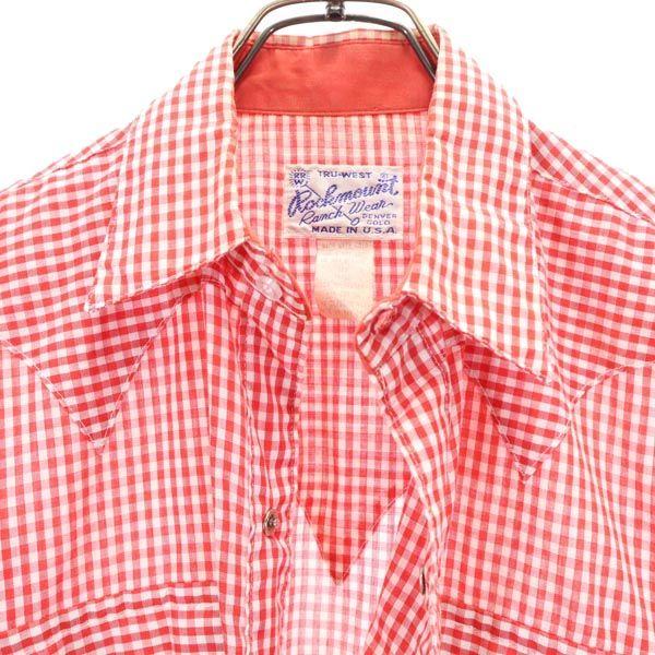 RockMount 70s Made in USA Vintage Gingham Check Pattern Long sleeve Western shirt Men's Used
