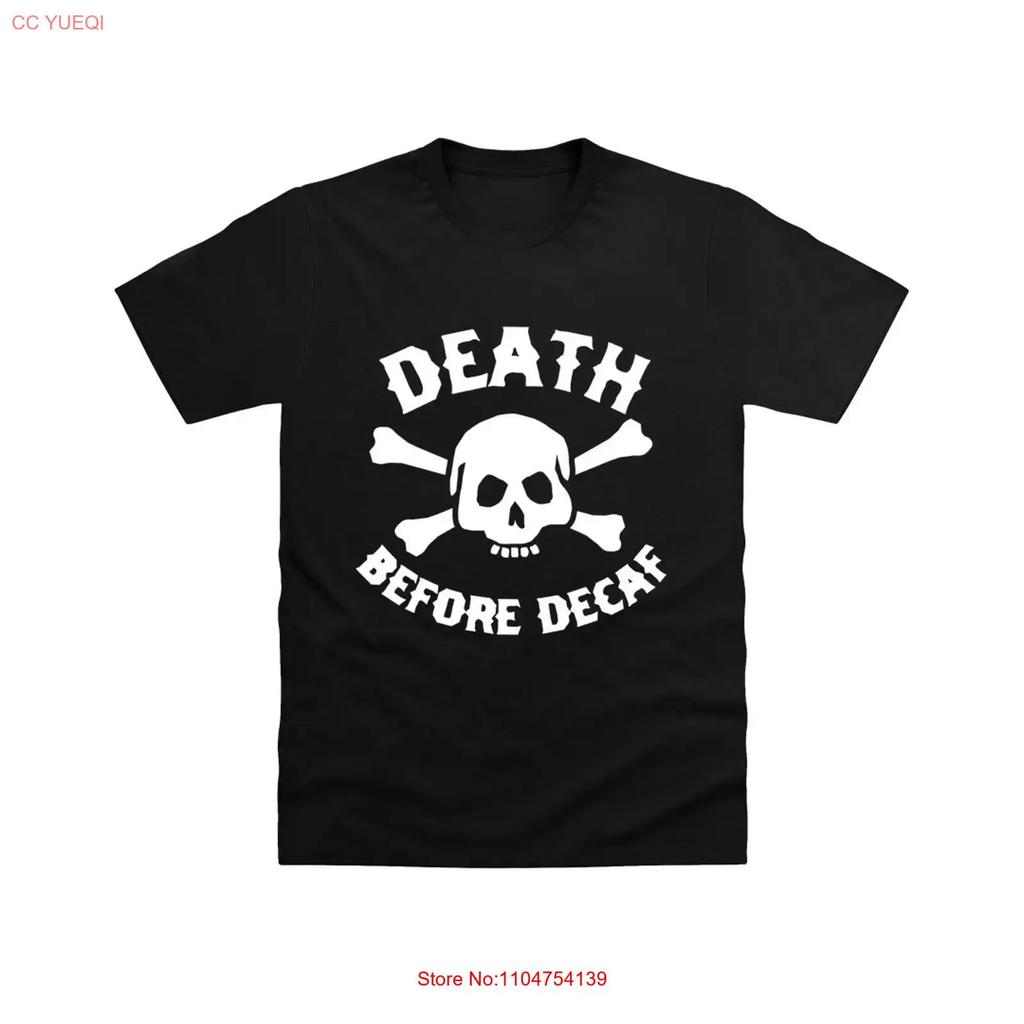 Death Before Decaf T Shirt vintage Washed streetwear graphic homme Soft Breathable Stretched Slightly Top For Everyday Wear