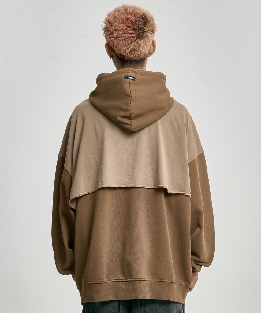 [Pba] Arch Logo Washed Layered Hoodie [Dusty Beige]