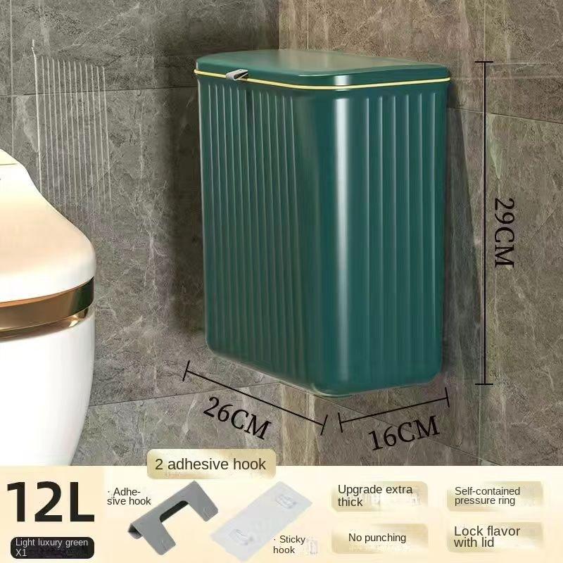 12/8L Kitchen Trash Can Hanging Household Hanging Storage Pail Toilet Toilet Paper Basket Kitchen Waste Wall Hanging Garbage Can