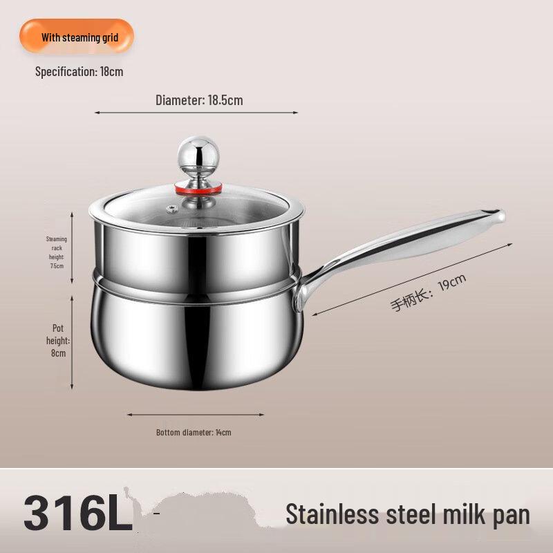 304 Stainless Steel Saucepan with Steamer