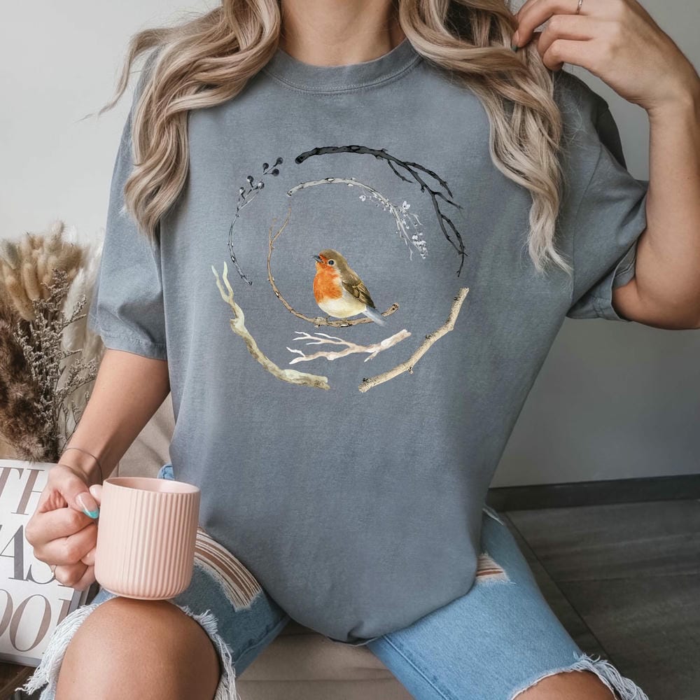 Bird Lover Print Comfort TShirt Women Cute Bird Nature Lover Unisex Tee Funny Bird Peace Shirt Apparel Trendy Casual Streetwear